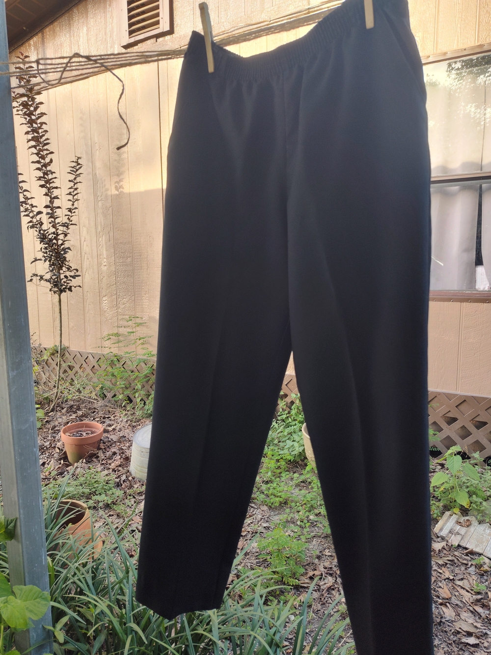 Women's DONNKENNY Petite Black Elastic-Waist Dress Pants With Pockets